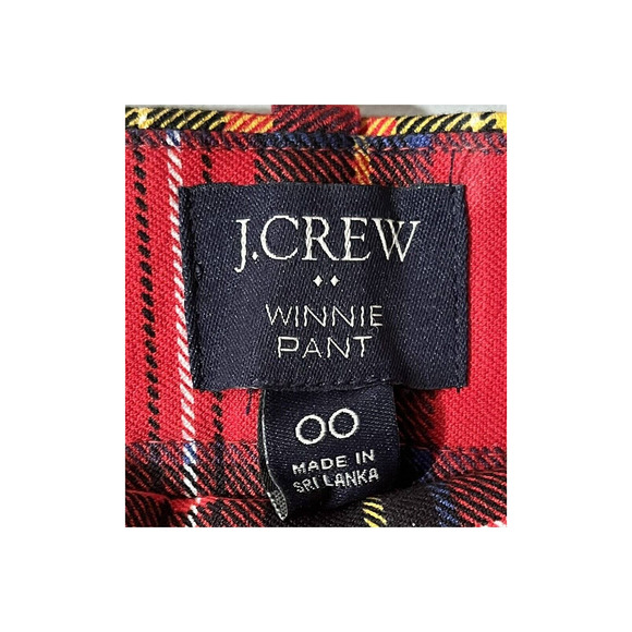 J. Crew Tartan Winnie Pants Red Black Plaid Women's 00 - Picture 3 of 3